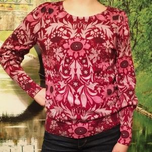 NWT Talbots Red/Pink Floral Pure Merino Wool Sweater